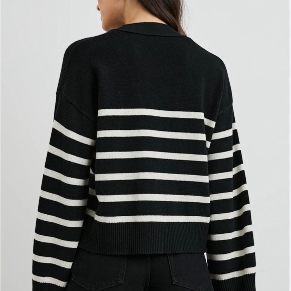 RAILS SWEATER BLACK W/WHITE STRIPE QUARTER ZIP - Picture 3 of 9